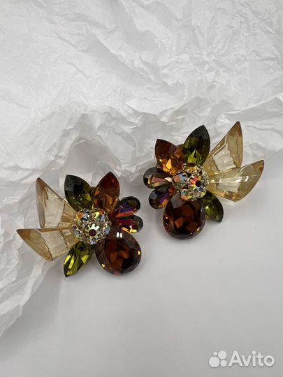 Винтажные клипсы с кристаллами аб Judith, США