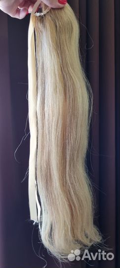 Накладной хвост из натуральных волос