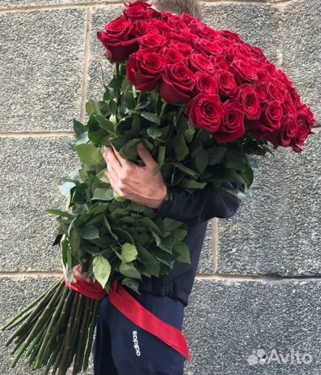 Розы букет метровые