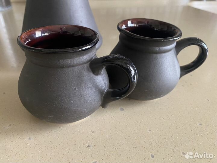 Турка для кофе керамическая с кружками