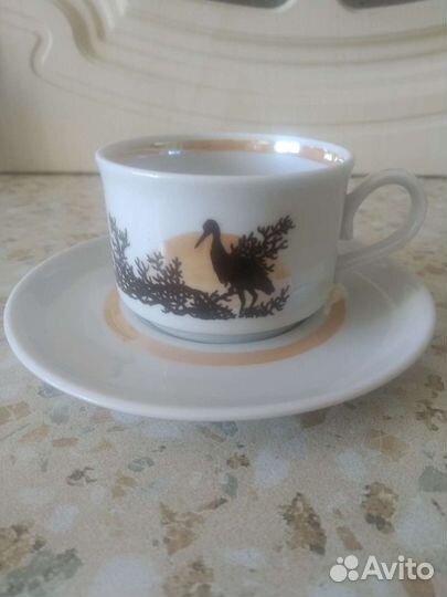 Кофейная чашка с блюдцем фарфор