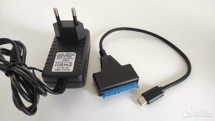 Кабель SATA - USB C с блоком питания 12v 2a