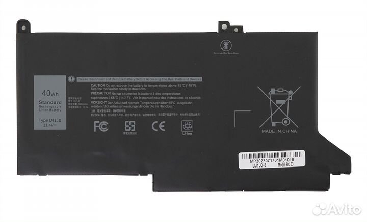 Аккумулятор OG74G, DJ1J0, pgfx4, onfoh к Dell Latitude 12 E7280, E7290, 13 E7380, E7390, 14 E7480, E