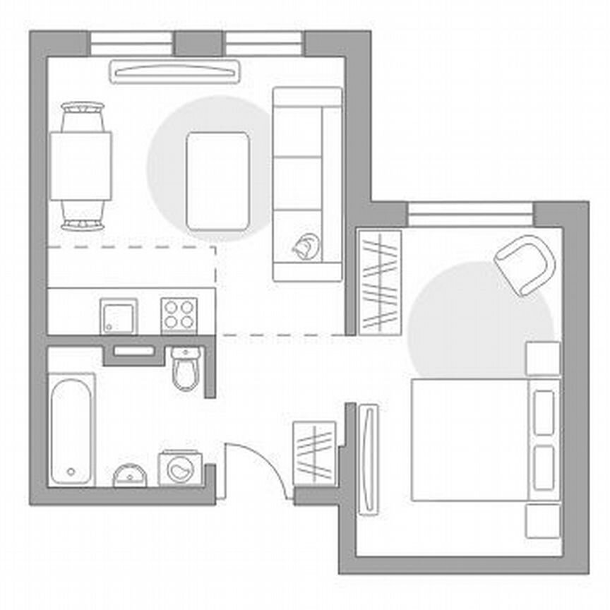 1-к. квартира, 35,1 м², 1/6 эт.