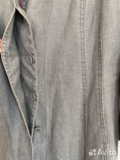 Льняной тренч плащ бежевый 48