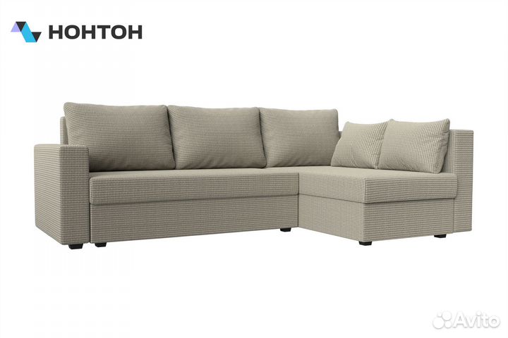 Диван угловой еврокнижка Мансберг бежевый