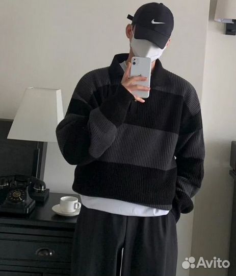 Свитер Поло Оверсайз В Полоску