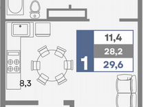 Квартира-студия, 29,6 м², 10/16 эт.