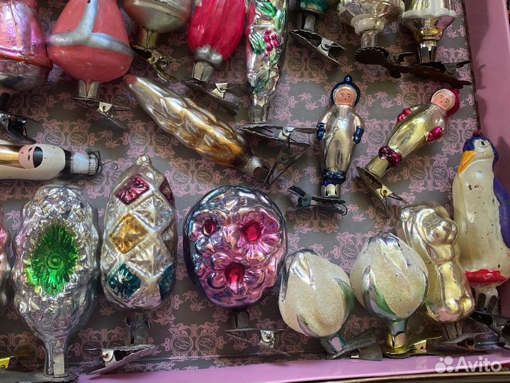 Ёлочные игрушки на прищепках,картонажссср