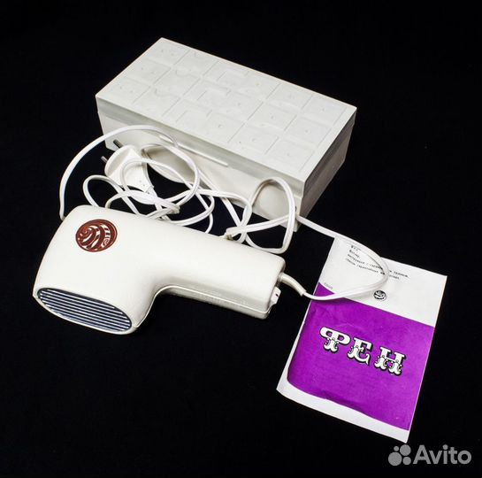 Фен для волос Мечта, с насадками, 1991 г, новый