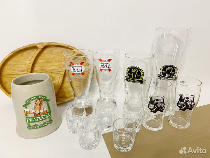 Пивные бокалы 7 штук рюмки 5