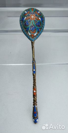 Ложечка для мёда,варенья с эмалью 84проба