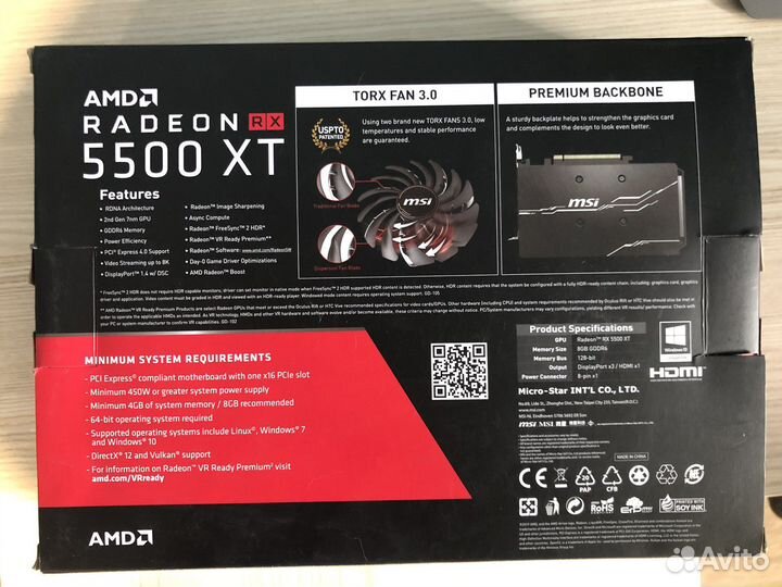Видеокарта MSI AMD Radeon RX 5500 XT mech OC 8 Gb