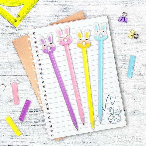 Ручка с топпером шариковая юнландия Зайка-пончик