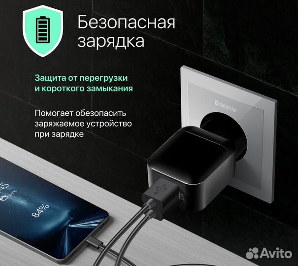 Зарядное устройство для телефона 2 USB, 5V/2.IA