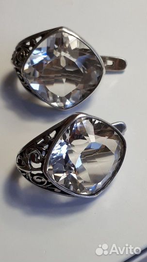 Серебро 925 проба, горный хрусталь