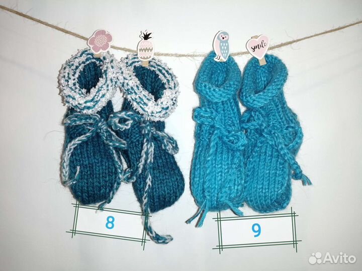 Вязаные пинетки, варежки, носки для детей