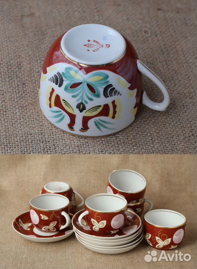 Чайная пара Вербилки дфз Жар птица Слива СССР