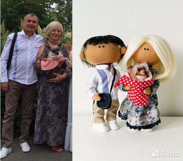 Текстильные интерьерные куклы на заказ по фото