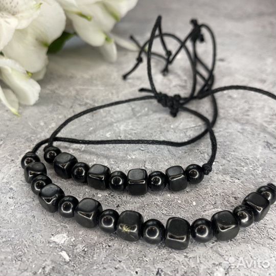 Комплект украшений из шунгита чокер и браслет