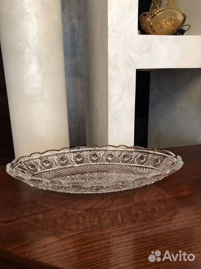 Хрустальное блюдо времен СССР винтаж