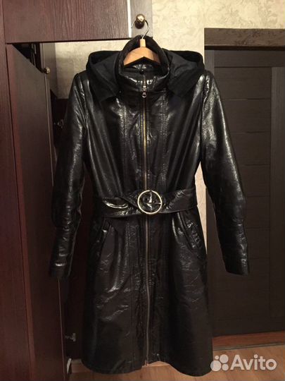 Плащ демисезонный кожаный