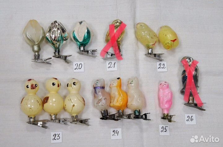 Елочные игрушки СССР на прищепках