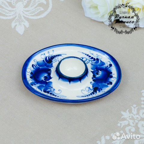 Подставка под яйцо, гжель, фарфор, 14х11 см