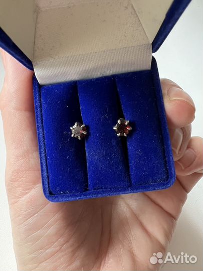 Серьги серебро с гранатом