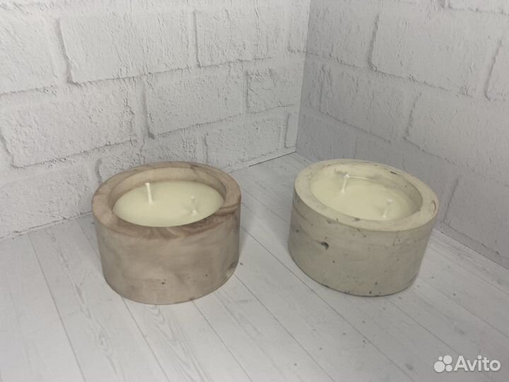 Свечи в гипсовом кашпо