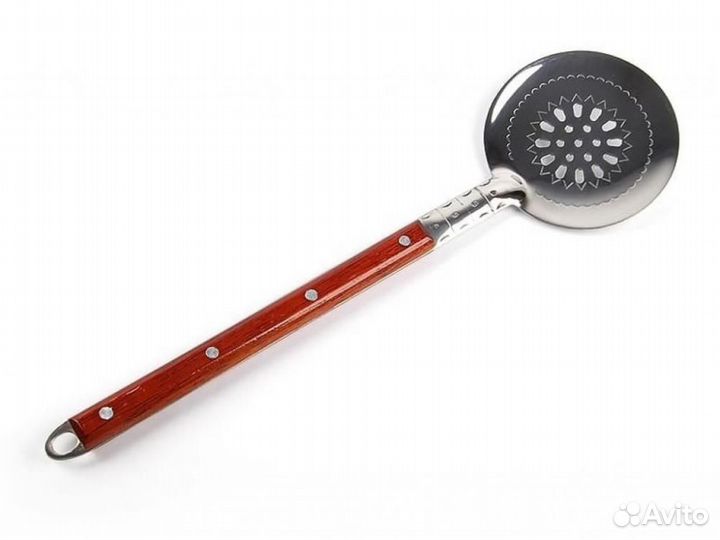 Шумовка из нерж. стали 40 см, с деревянной ручкой