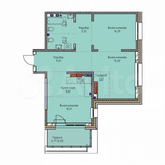 3-к. квартира, 80,8 м², 19/19 эт.