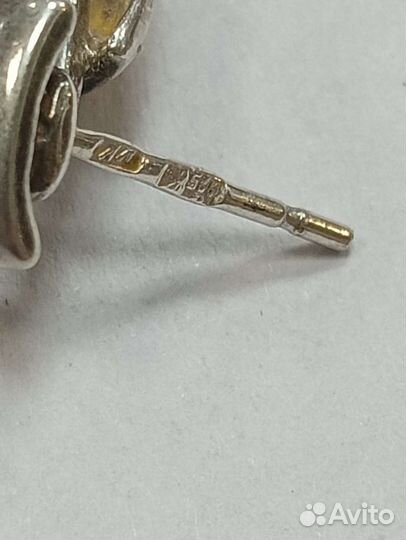 Серьги с янтарём серебро 925