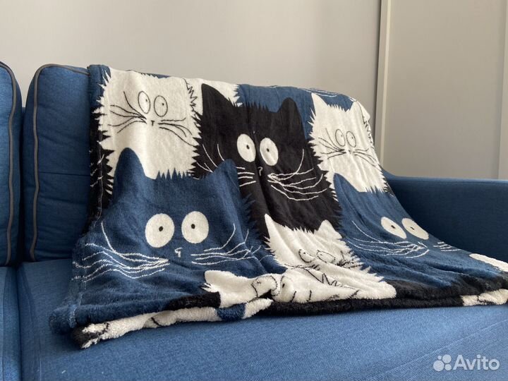 Новый плед флисовый с котиками покрывало 240*180