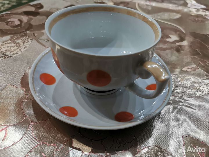 Фарфор СССР чайная пара в горох и другие
