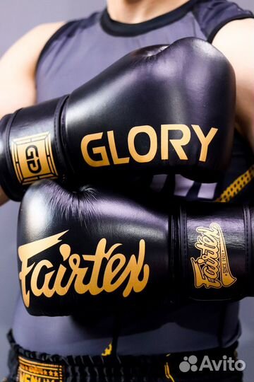Боксерские перчатки Glory Fairtex Черные