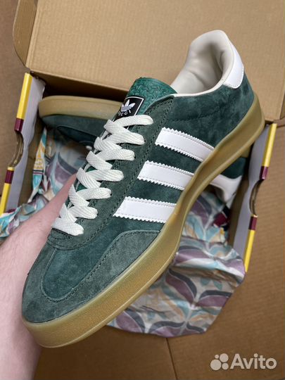 Adidas Gazelle x Gucci: кеды бело-зеленые
