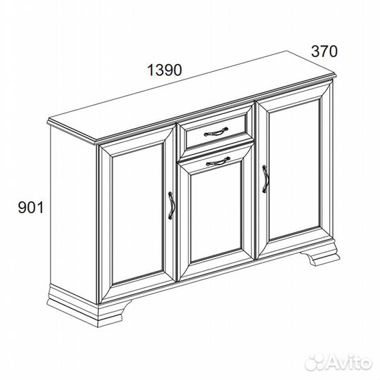Тумба 3D1S, tiffany, цвет вудлайн кремовый