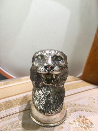 Старинная рюмка перевертыш Рысь серебро 370гр