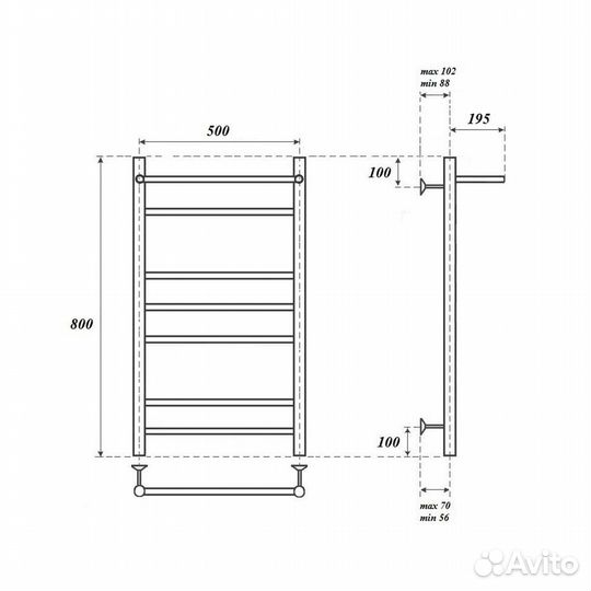 Полотенцесушитель водяной Point PN10158P П6 500x80