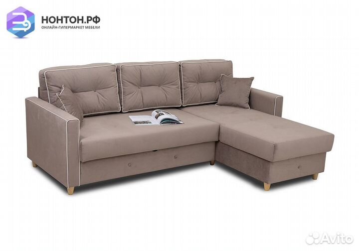 Диван угловой дельфин Айрин светло-коричневый