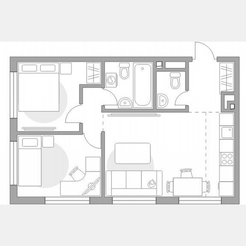 2-к. квартира, 56,3 м², 12/30 эт.