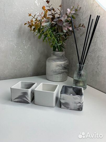 Подсвечник из гипса, квадрат