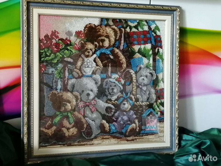 Картина бисером Семейство медвежат