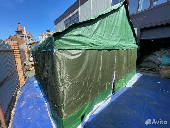 Палатка Каркасная утепленная зеленого цвета 5х4м