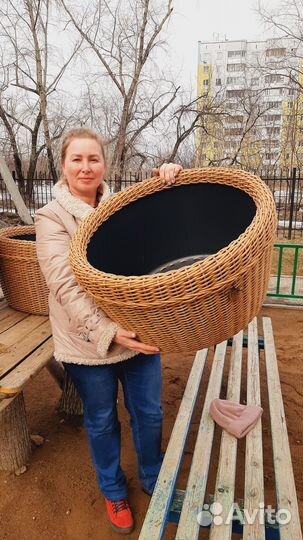 Кашпо 90 л из ротанга для дома и сада