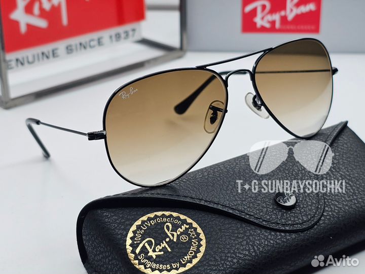 Очки Ray Ban 3025 Aviator Large Metal Коричневые