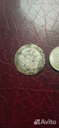 Серебряная монета Италия 1806 г 1 лир NGC, MS62