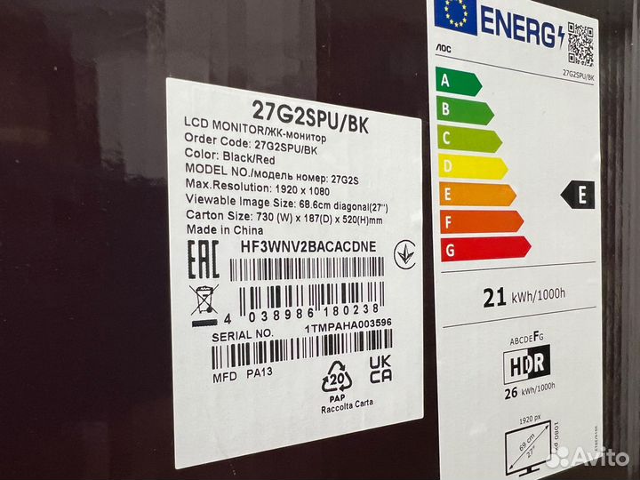 Новый игровой Монитор AOC Gaming 27G2SPU 27