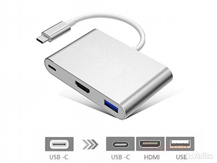 Адаптер USB type C 3 в 1 Hdmi